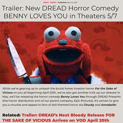 Trailer: New DREAD Horror Comedy BENNY LOVES YOU in Theaters 5/7